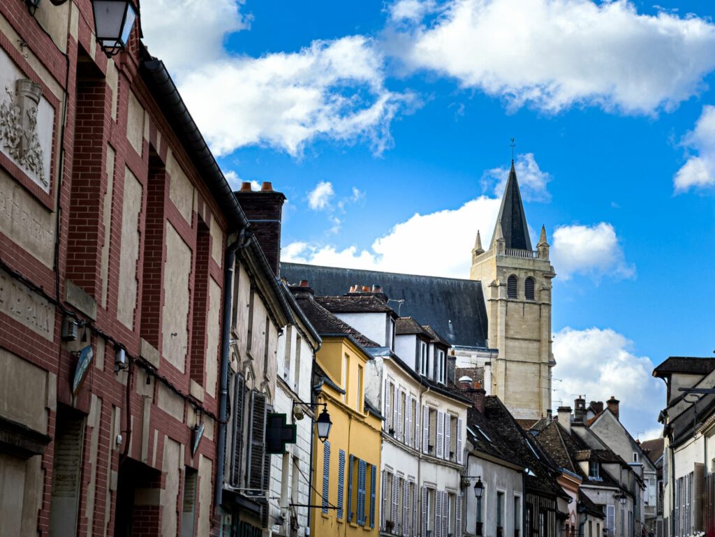 Street view of old village Montfort, France.