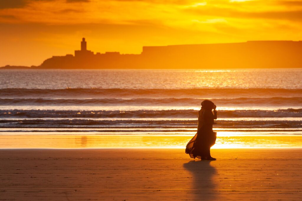 Coucher de soleil sur la plage d’Essaouira