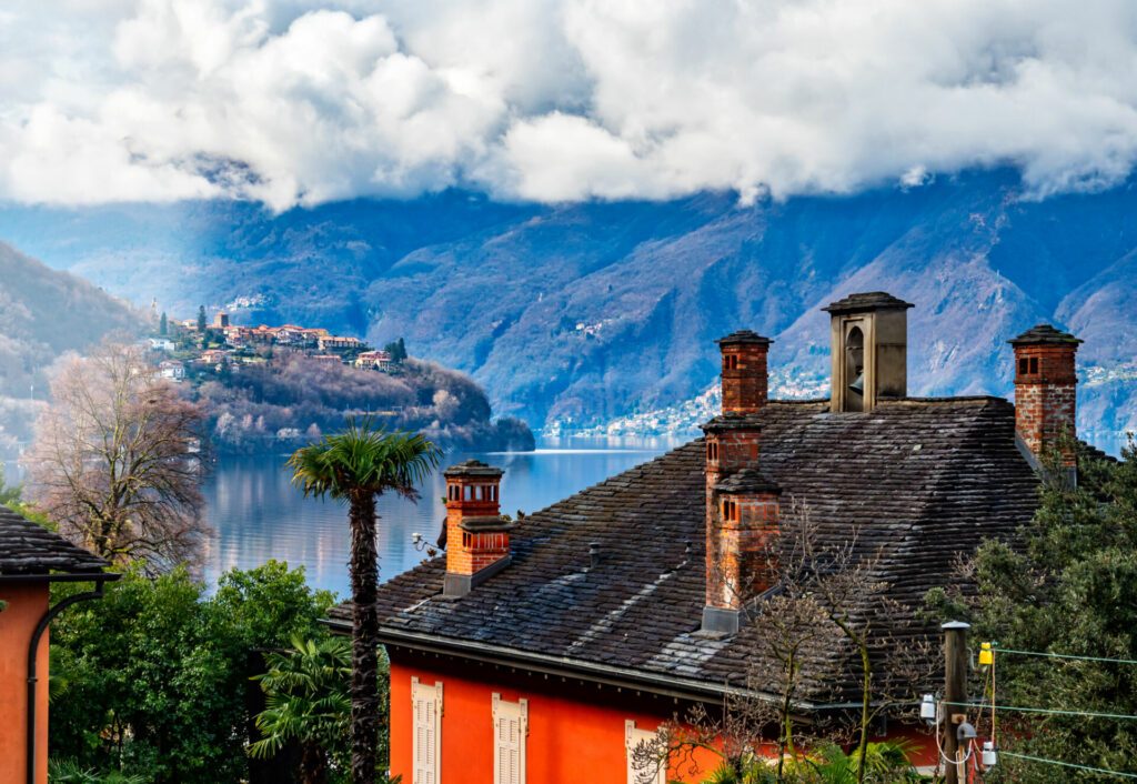 Landscape of Lake Maggiore from Vira Gambarogno, Switzerland