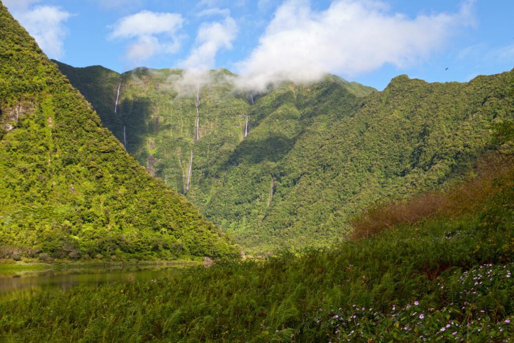 Grand Etang and the Bras d'Annette waterfalls in Reunion Island