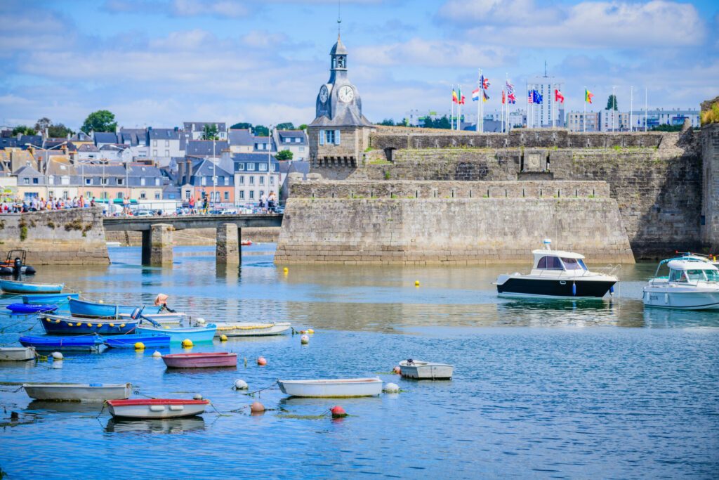 Boats and ships in the port of Concarneau. Brittany. France