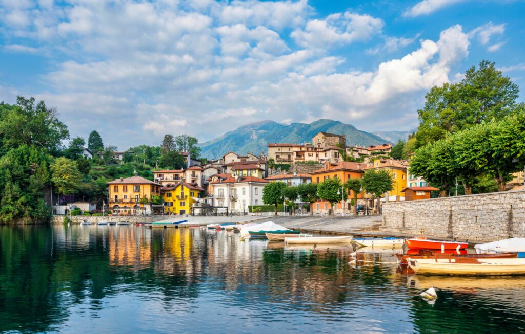 Old town of Mergozzo village in Italy