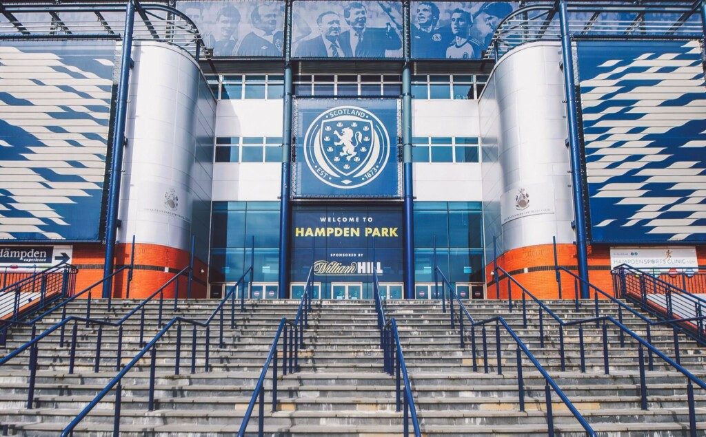 L'entrée du stade Hampden Park à Glasgow