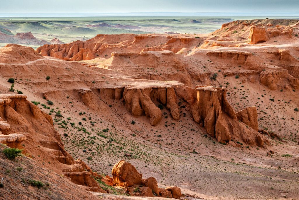 Flaming Cliffs dans le désert de Gobi en Mongolie