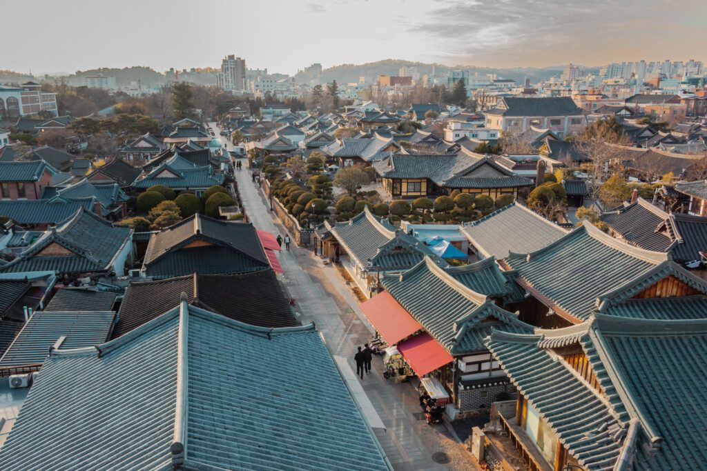 Vue sur le village hanok de Jeonju, ville de Corée du Sud